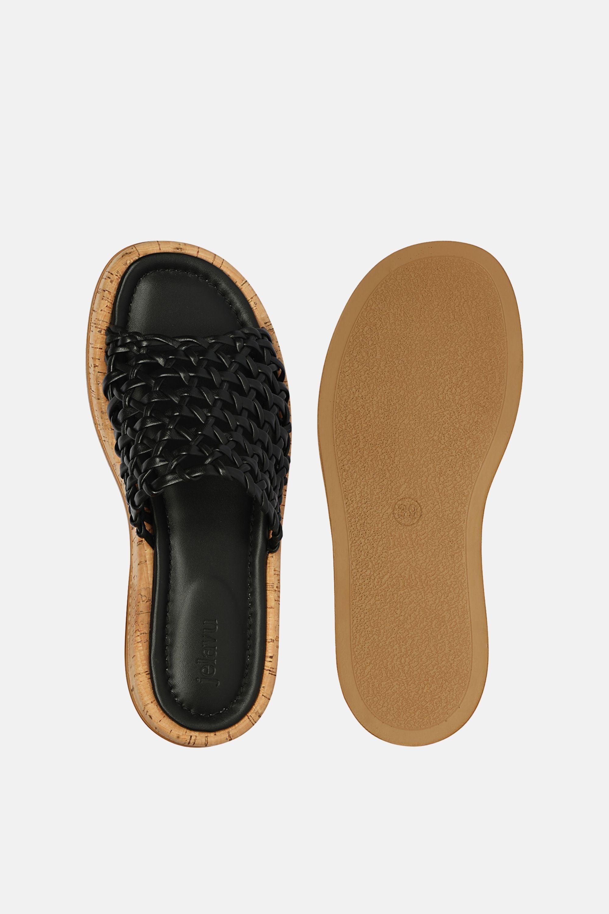 Jelavu -  Cloud Leather Woven Sandals -  Black Leather