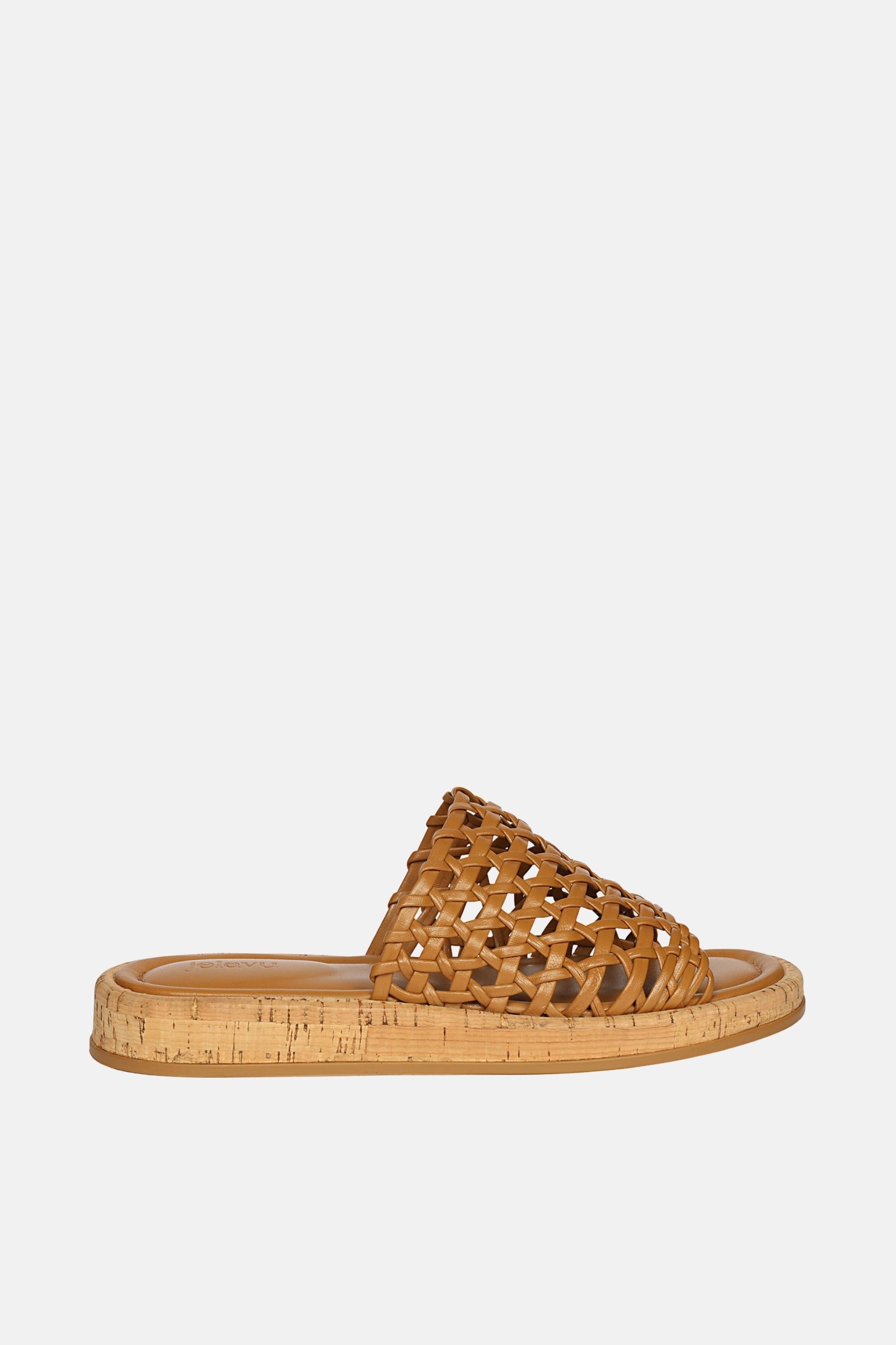 Jelavu -  Cloud Leather Woven Sandals -  Cognac Leather - Jelavu.com