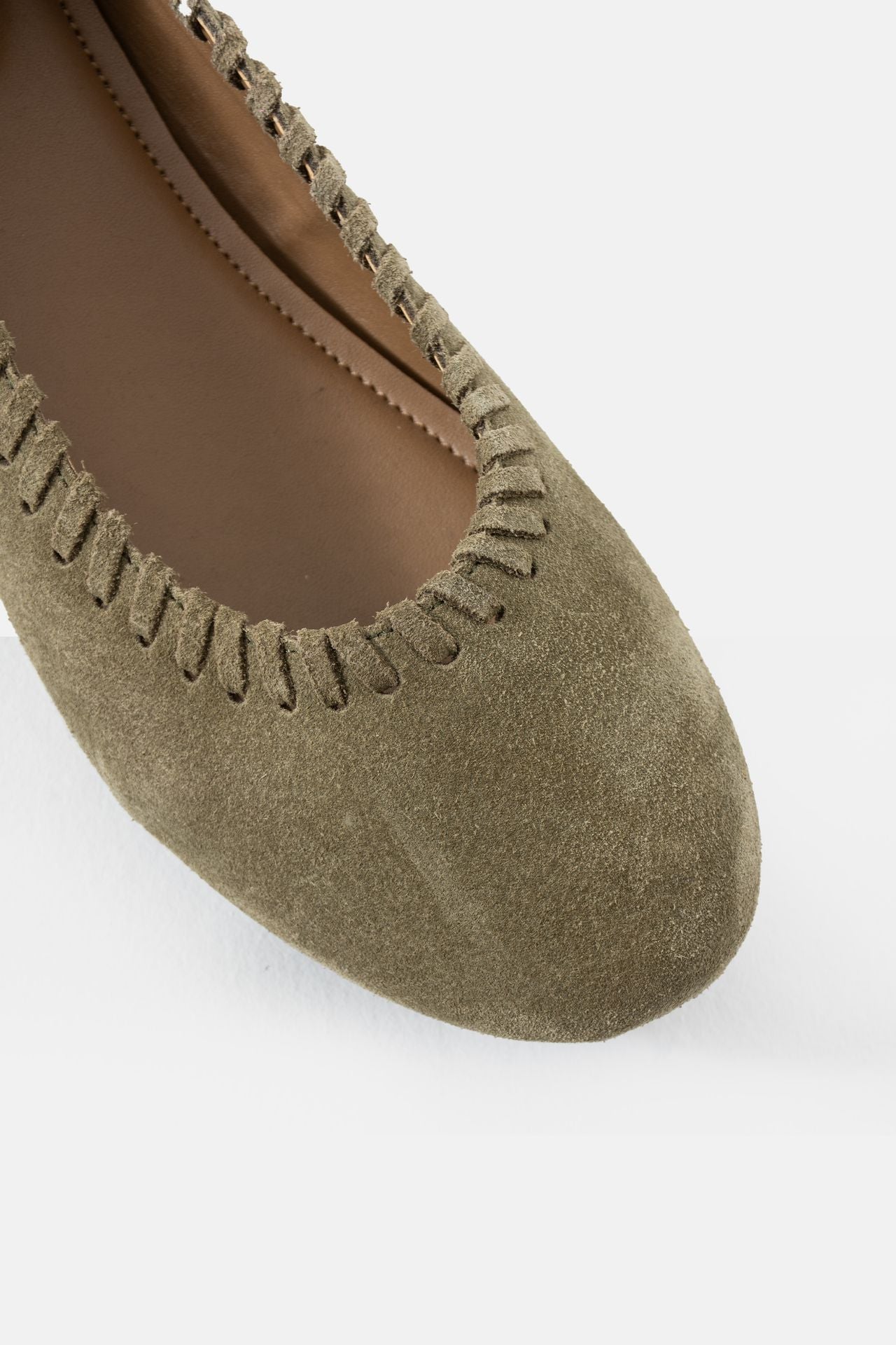 Jelavu - Ella Olive Suede Ballet Flat - Jelavu.com